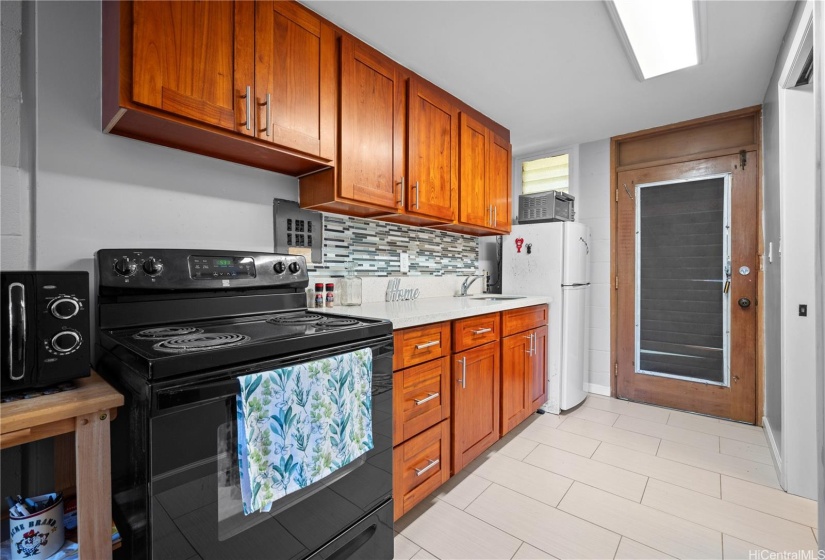 tastefully renovated kitchen.