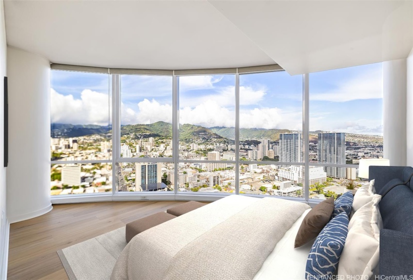 Bedroom #3 and enjoy the expansive day and night views!  (Enhanced photo)