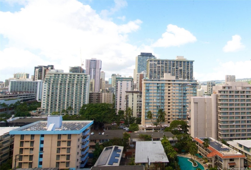 Condos for days in Waikiki from the roof top deck looking West