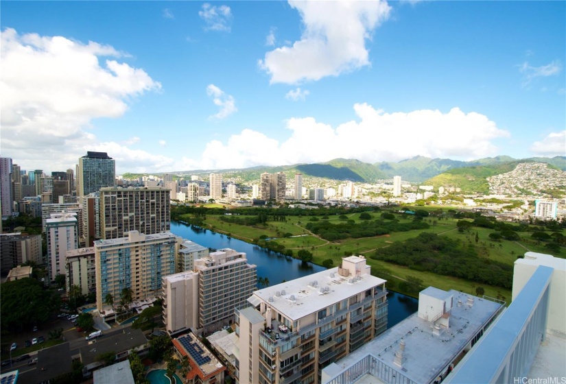 Manoa and the University of Hawaii with golf course views from the roof top deck.