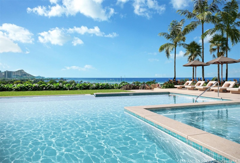 Resort Pool View (Enhanced Photo)