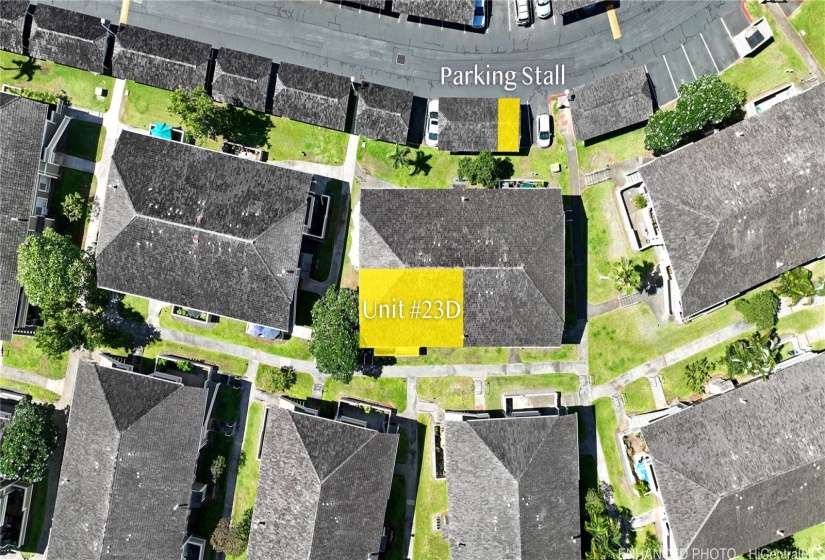 Enhanced- highlight of property and parking stall