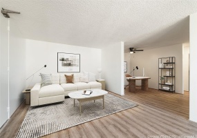 Large living area with bonus space. Enhanced with virtual staging.