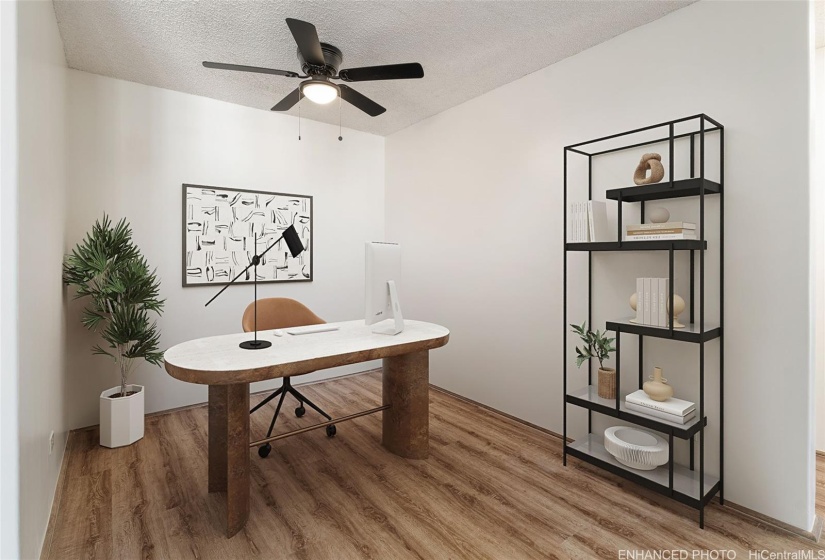 Bonus space makes a great home office. Enhanced with virthal staging.