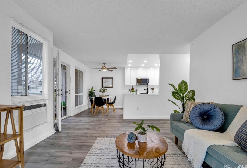 Looking from the living room towards the kitchen.