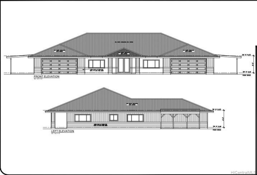 Front and back of home for current building plans