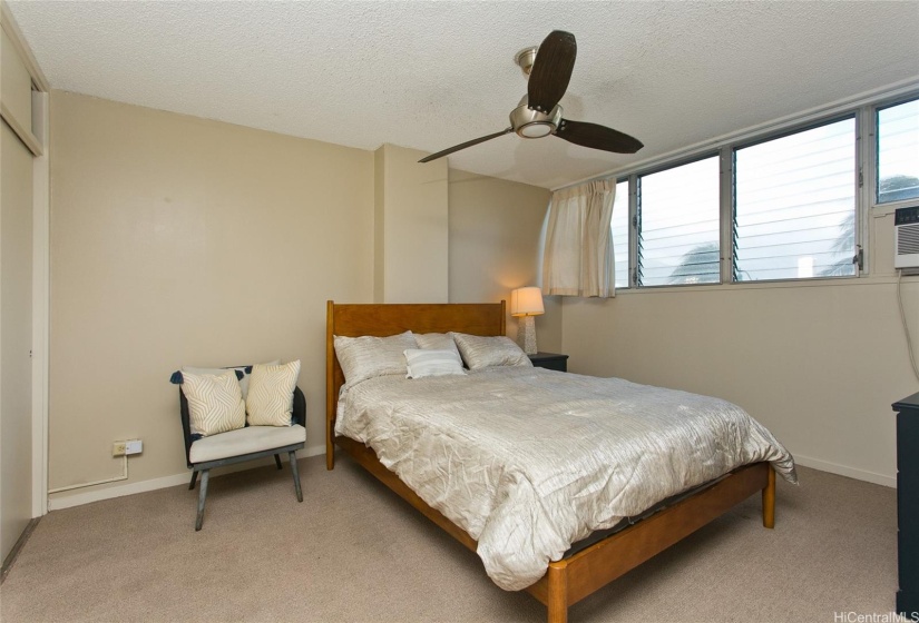 Nice large bedroom, with a deep closet and a window AC