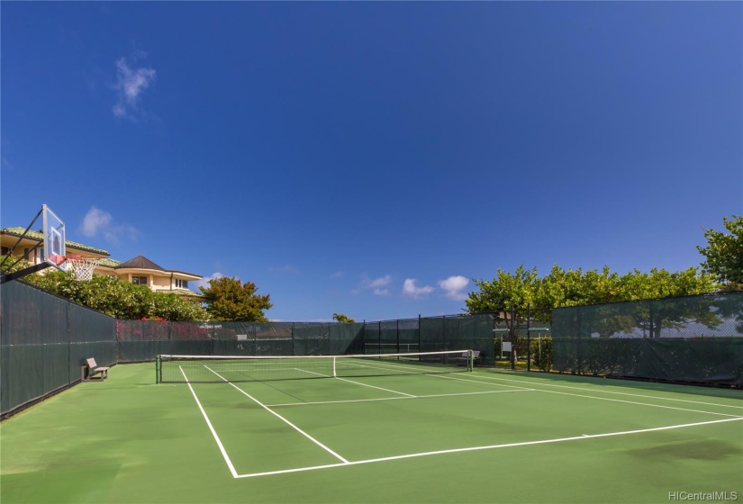 One of two full-sized tennis courts beside clubhouse and office for exclusive use of residents and their guests.