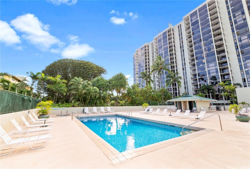 A lovely pool area, perfect for relaxing and enjoying sunny days.