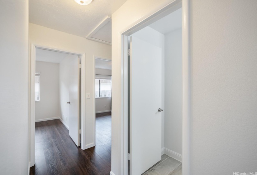 Two smaller bedrooms shown and tiled entrance to second-hall full bath.