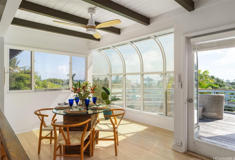 Enjoy dining with a view in the breakfast nook atrium.