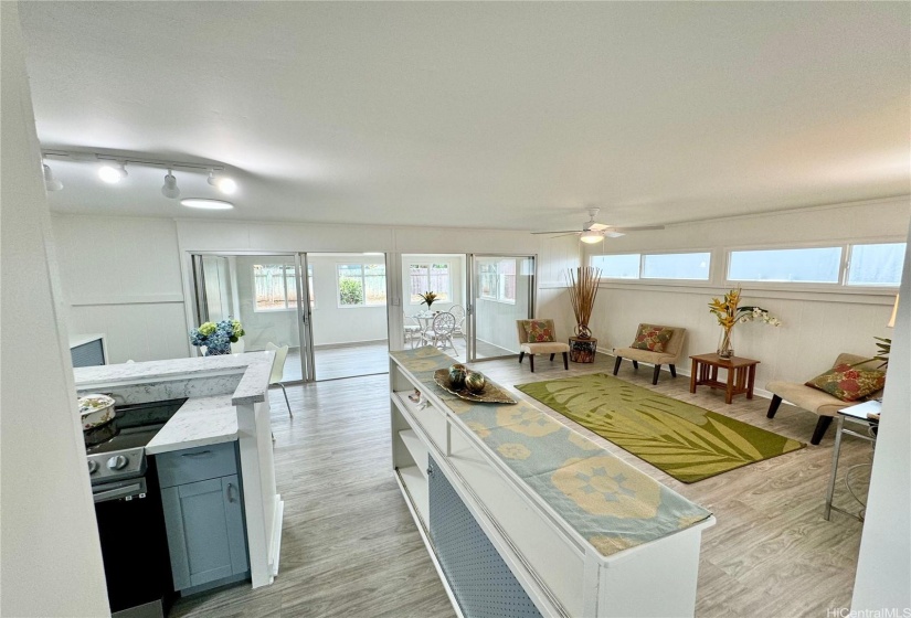 Kitchen flows into living areas