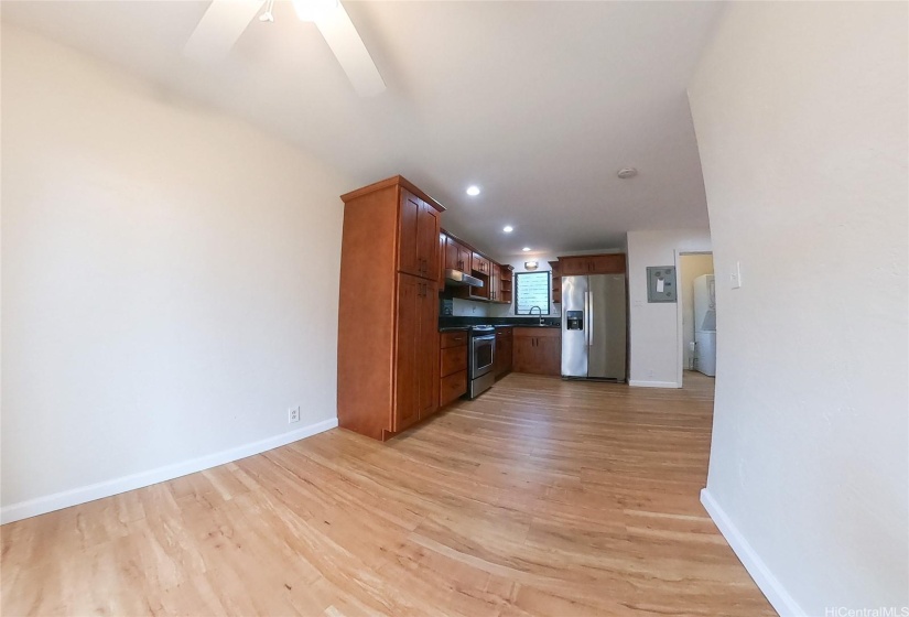 view of kitchen from dining area