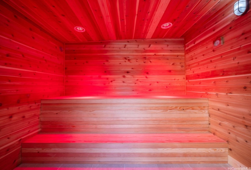 Sauna with red light therapy