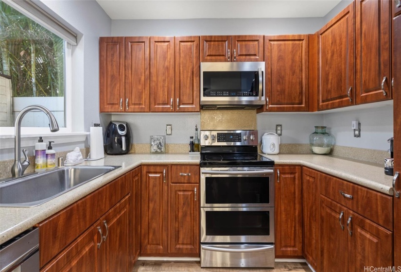 Upgraded kitchen with all stainless steel appliances.