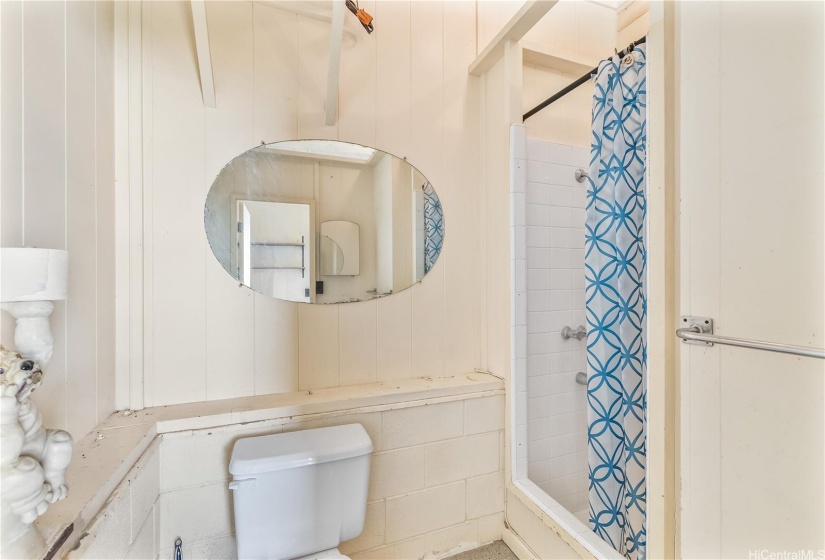 View of the bathroom inside the laundry room.