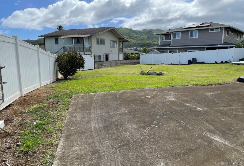 Concrete pad at entry.