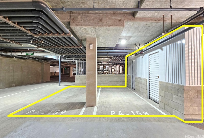 2 parkings and storage
