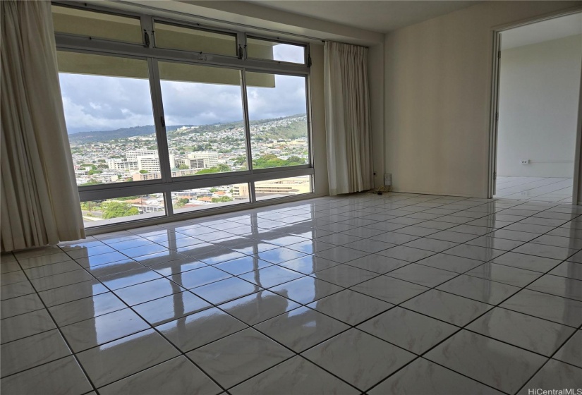 Living room with enclosed lanai at far right