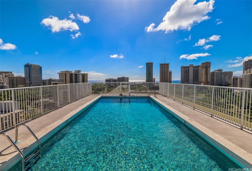 Rooftop heated swimming pool with great views of Waikiki.