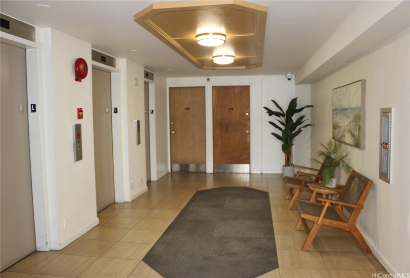 The lobby of Ocean Tower A and the 3 elevators.