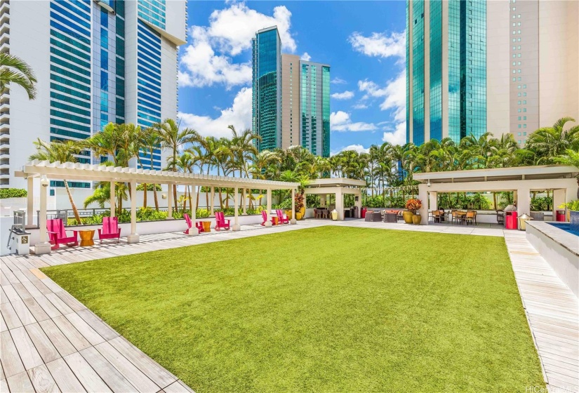 Flat lawn area