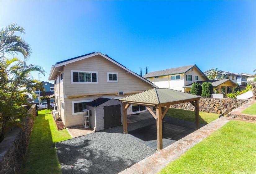 Backyard and lighted Gazebo