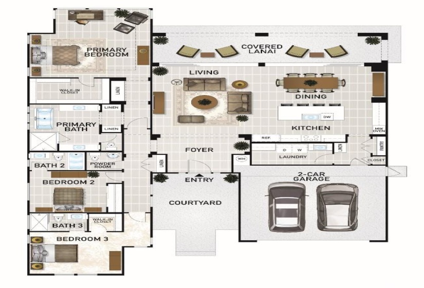 Illustrations are artists’ conceptual depictions only of proposed improvements, are not necessarily to scale, and may differ from actual improvements, if any, when constructed. The specific features in a residence vary from home to home and not all features are available in all series or all floorplans within a series. We reserve the right to modify or cancel these specific features, substitute equipment, materials, appliances and brand names in our sole discretion. Color and size variations may occur. All square footage numbers are approximate and may vary due to plotting and field variations or method of measurement. In addition, we reserve the right to make modifications to the maps, floorplans, square footages, exteriors, specifications, features, dimensions, designs, building materials, options, colors, finishes, landscaping layout and materials, and product types at any time without notice or obligation.