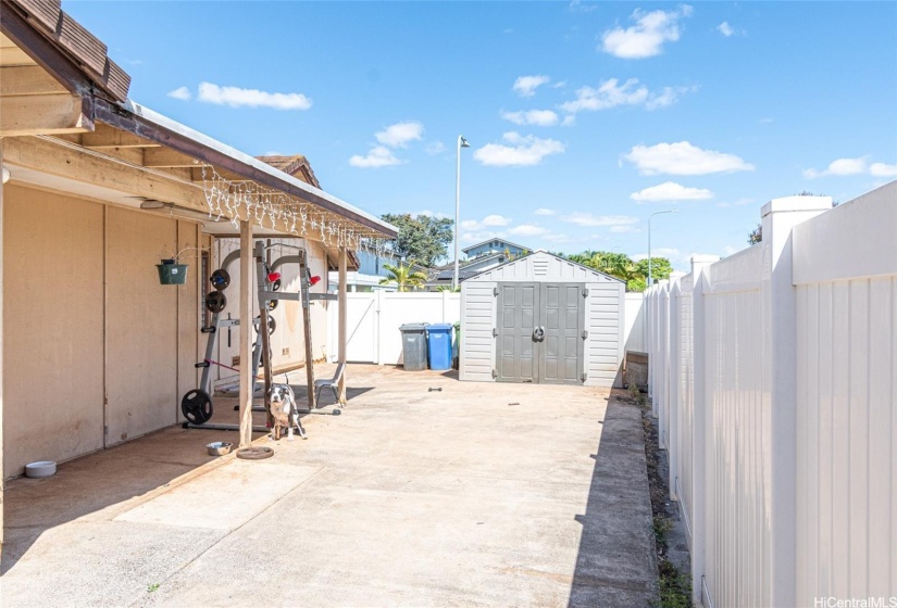 large outside patio are - all enclosed! Shed will stay.