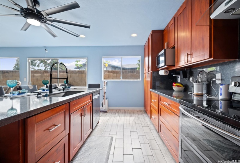 kitchen has a LOT of cupboards and cabinets!