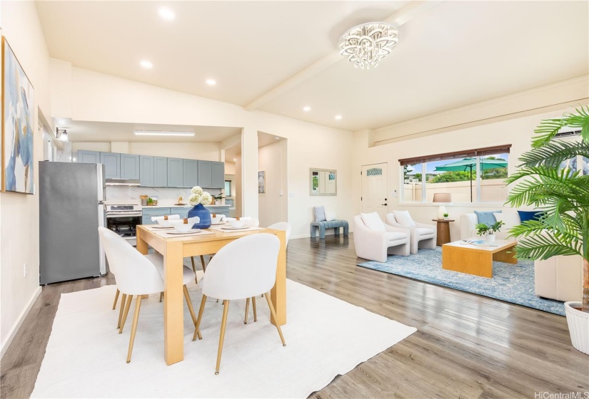 Main floor living/dining/kitchen