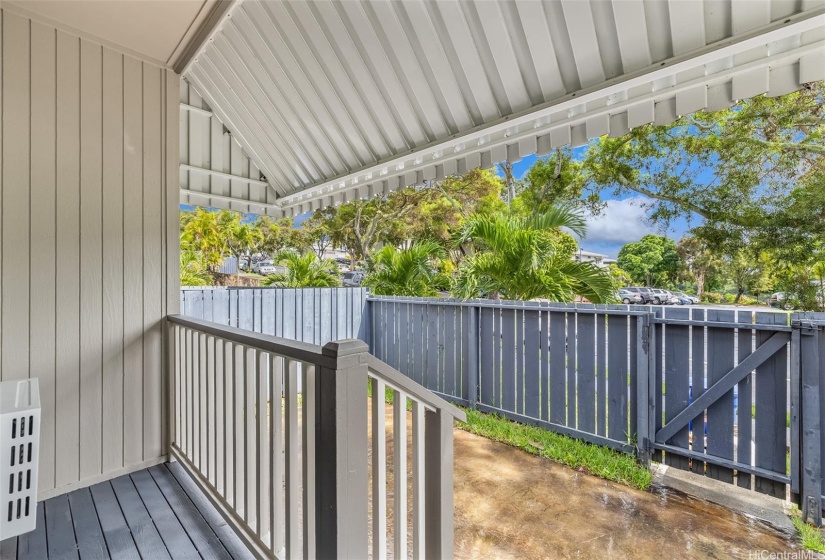 There's a front porch, too, looking out to the front garden from the living room.