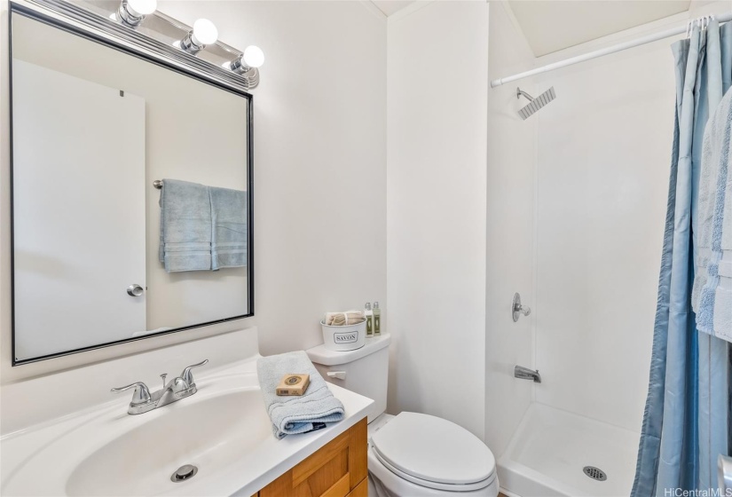 The ground floor bathroom has a shower unlike most other units.