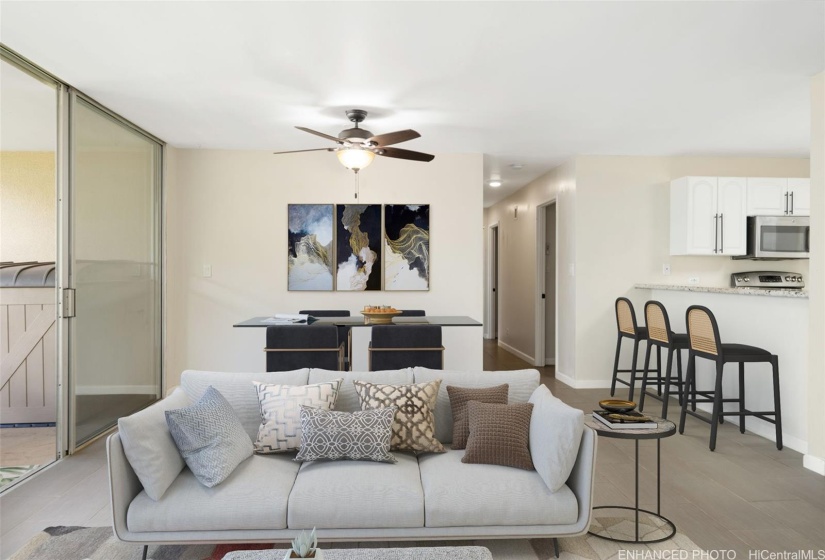 Open concept living. Enhanced: Photo is virtually staged