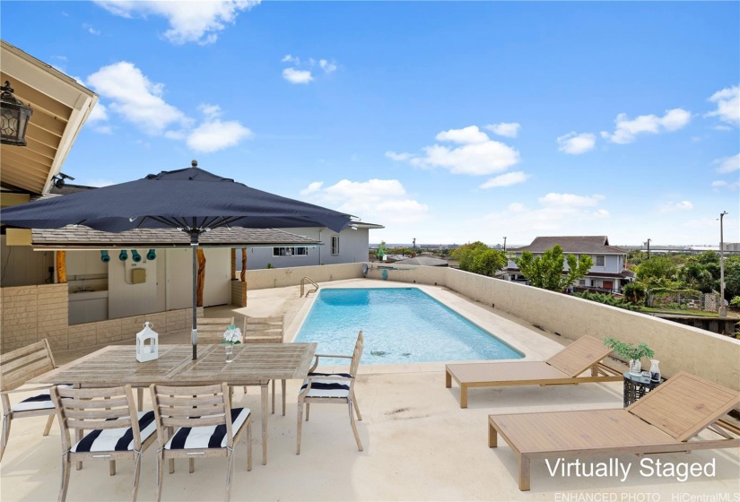 Enhanced photo -virtually staged swimming pool