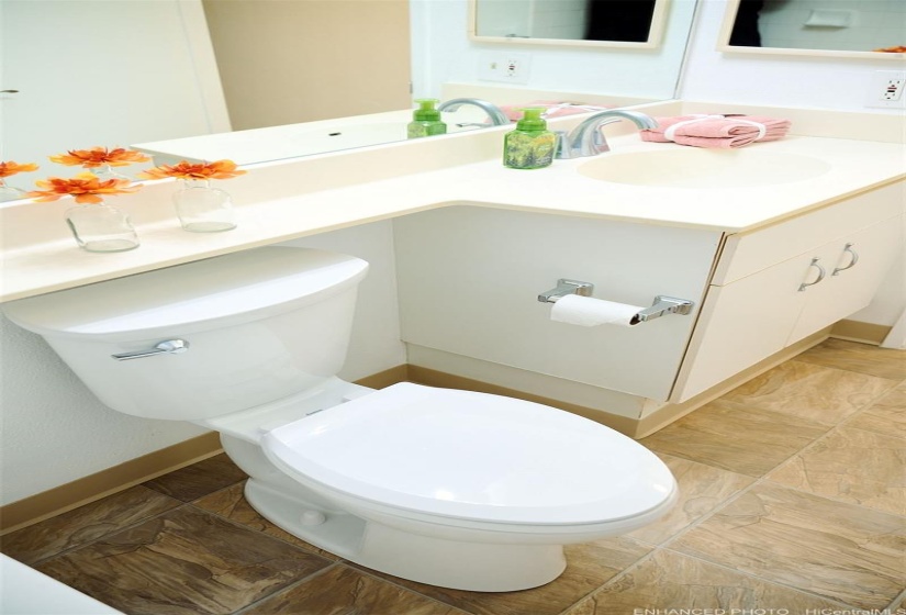 Enhanced Bath 1 - New Floor, Paint, Toilet
