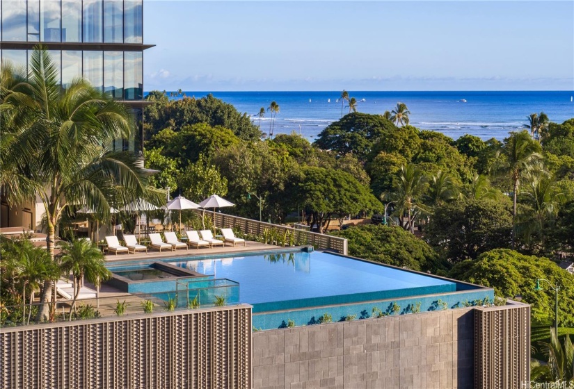 Infinity edge pool on the sunset terrace