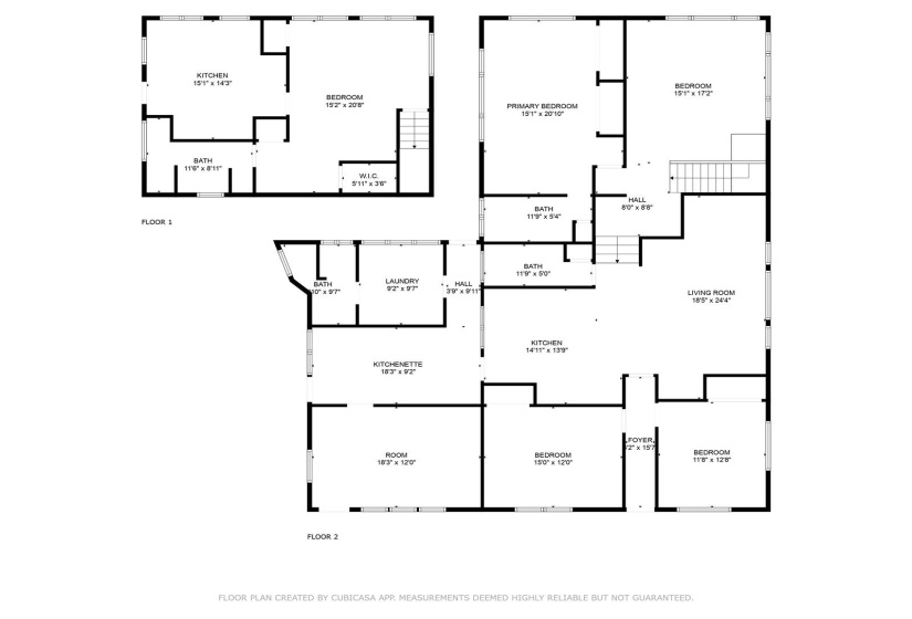 Upstairs and downstairs floor plan. Does not include additional rental unit on top level.