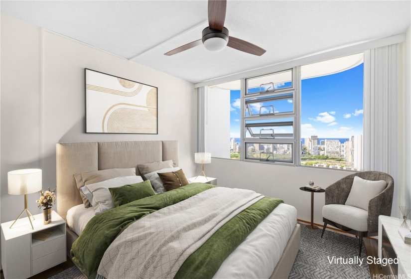 Second bedroom with natural ventilation and a ceililng fan