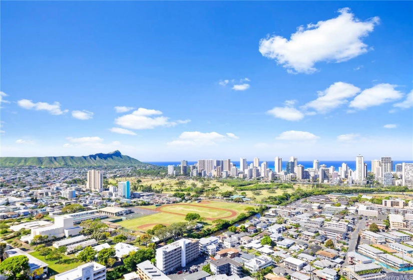 Views of Waikiki and Diamond Head in the distance