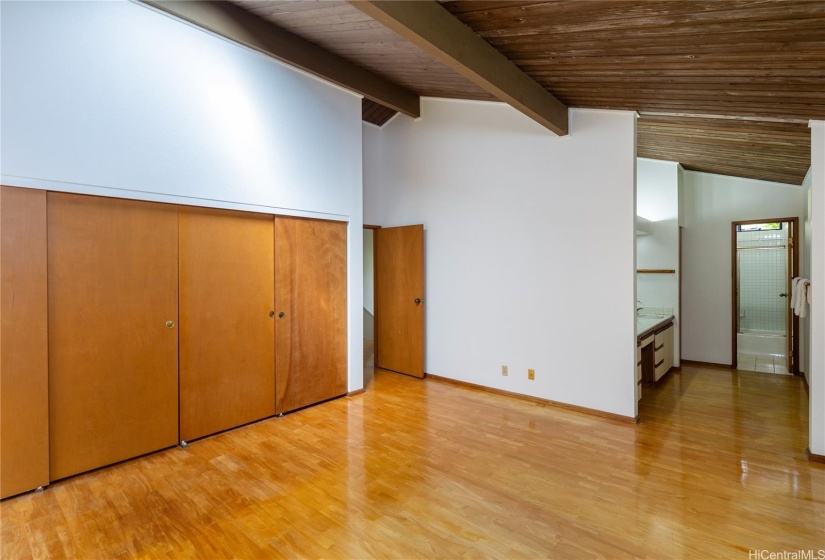 The primary bedroom also has good closet space and a full bath.