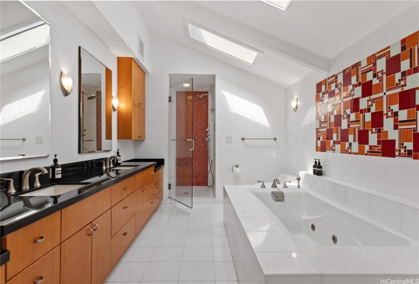 Master Bathroom with Cast Iron Tub and Steam-Shower