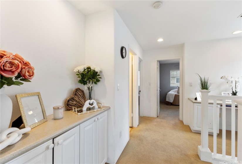 ALL THREE BEDROOMS ARE UPSTAIRS. THERE IS A DEN/COMPUTER AREA ON THE LANDING. UPSTAIRS CARPETS NEED TO BE CHANGED. SELLER GIVING CLOSING COST CREDIT INSTEAD OF CHANGING CARPETS