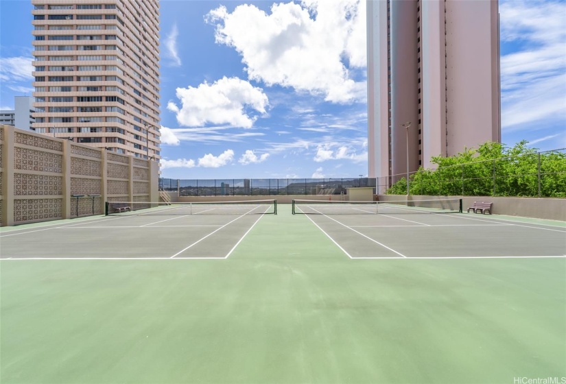 Tennis courts were recently resurfaced