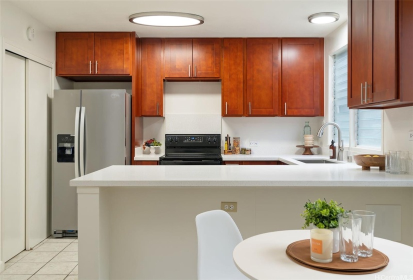 Another angle of the kitchen with pantry!