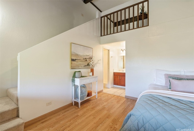 Loft above primary bedroom for flexible living.