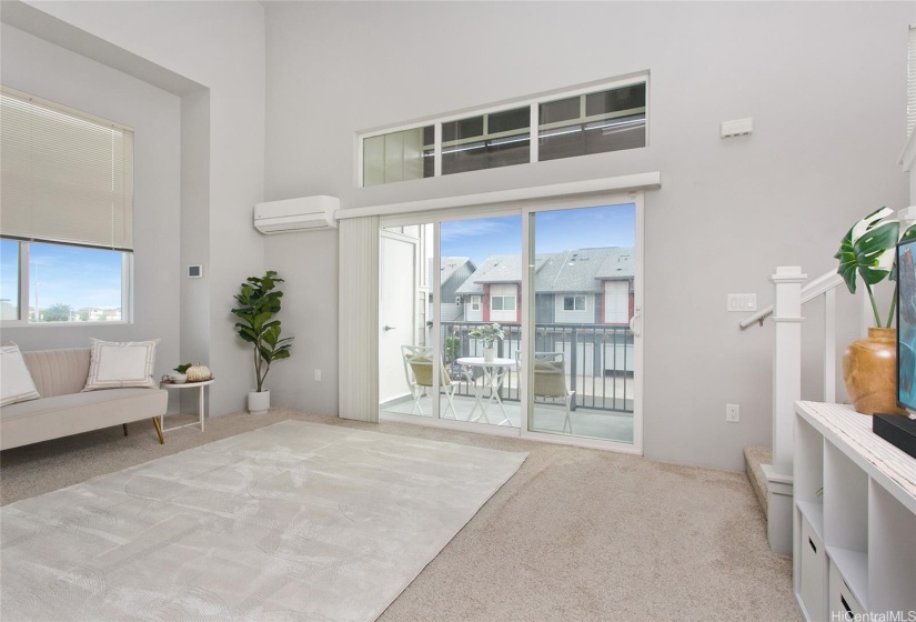 Living room with split AC unit