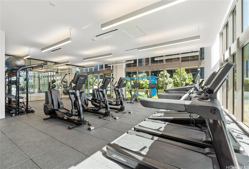 State-of-the-art fitness center with natural light coming in as you work out