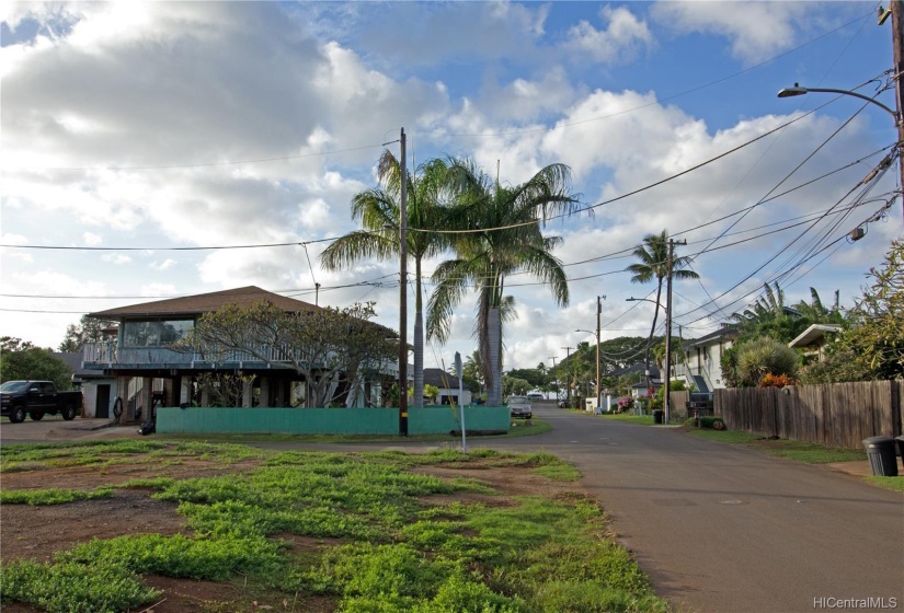 Looking towards the beach with the lot on the left