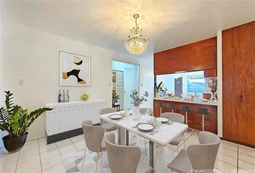 Enhanced (virtually staged) - spacious dining area ideal for entertaining.